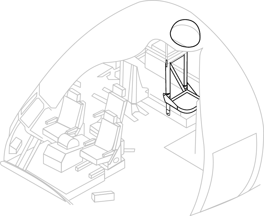 Line drawing showing the Observer platform location in the C-130 flight deck