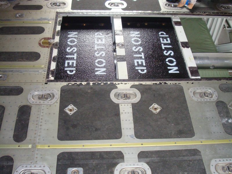 AMCE lightweight armour panels installed in the C-130 cargo compartment floor