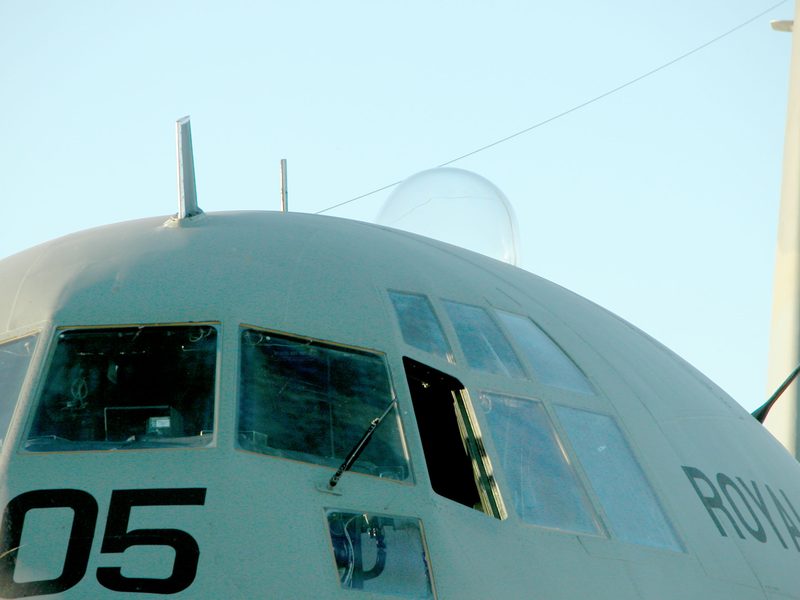 RAAF C-130 Hercules nose and flight deck with the observer cupola