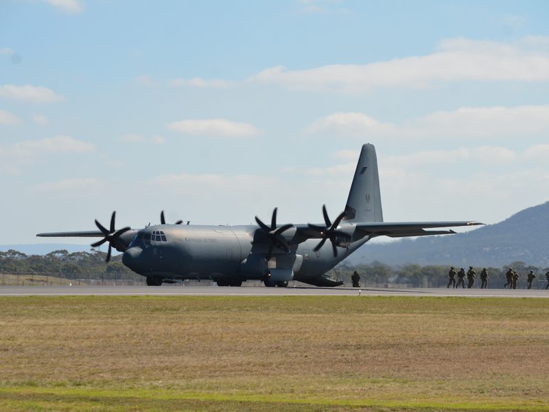 RAAF C-130J Hercules on the runway